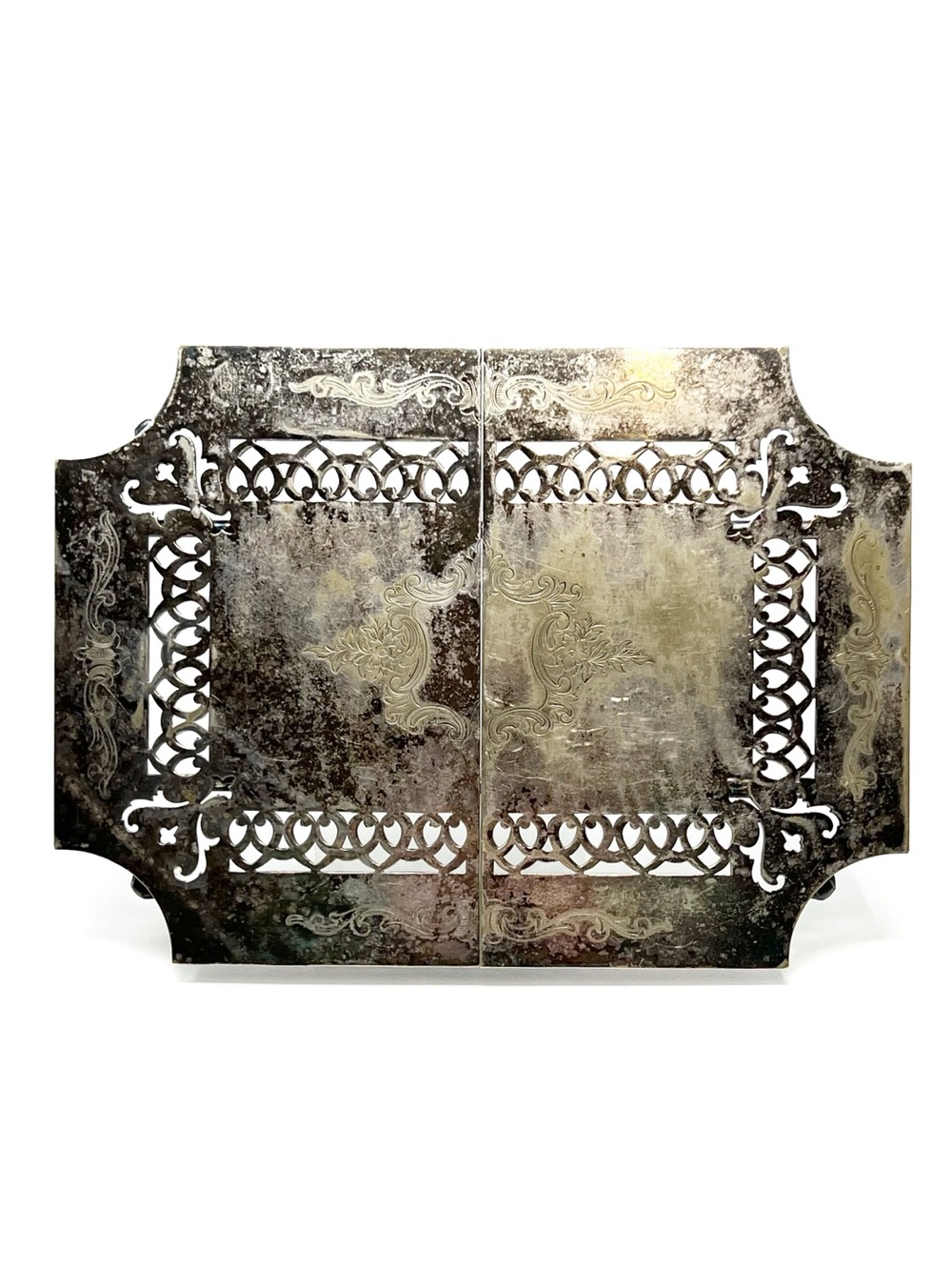 Reed & Barton Vintage Telescoping Trivet Hot Plate Silver-Toned Rectangular Vtg